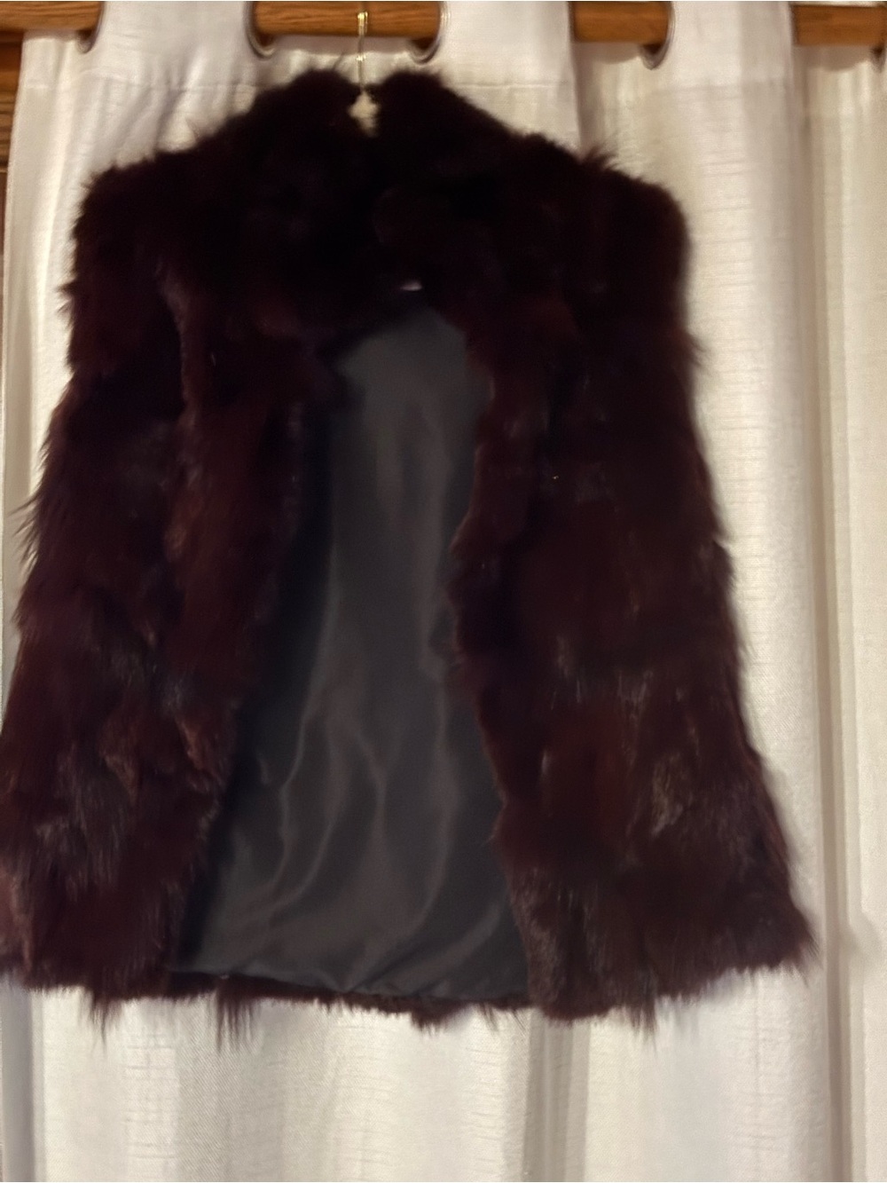 Women's Rabbit and fox Fur Vest - Deep Burgundy